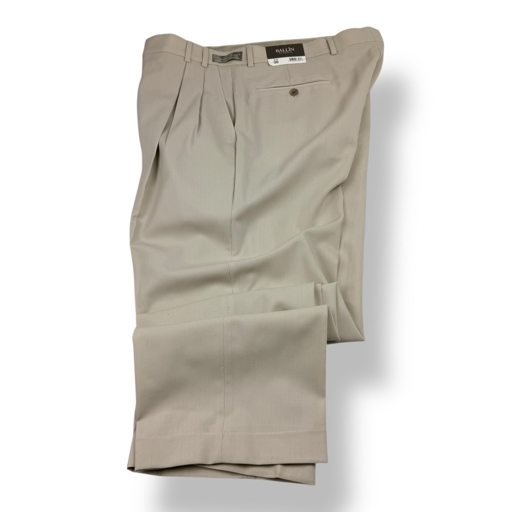 Ballin Classic Cesar Comfort-EZE Mens Wool Dress Pants Beige 36x30 NWT Canada‎